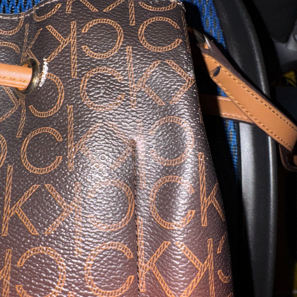 Calvin Klein monogram bucket bag *** Needs some love!! Look at pics!!!! REHAB - Picture 11 of 15